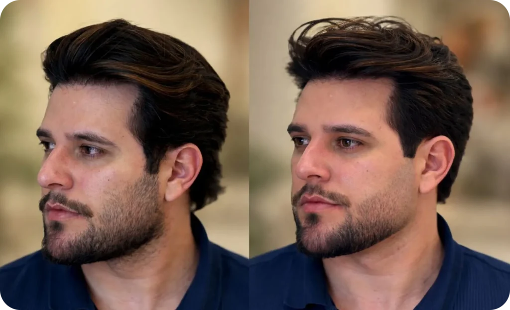 Antes e depois de corte masculino - consultoria de visagismo em Curitiba