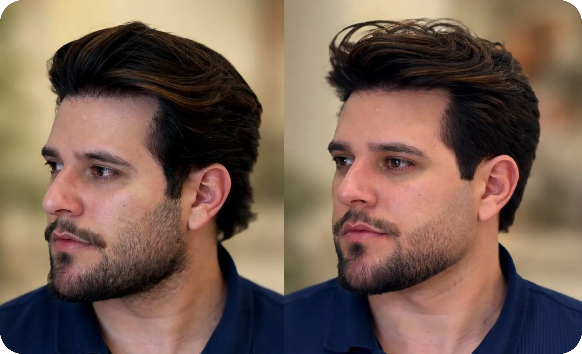 Antes e depois de corte masculino - consultoria de visagismo em Curitiba